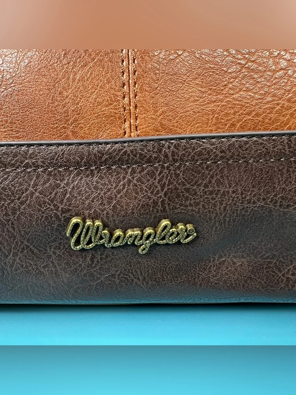 Wrangler Montana West Hobo Two Tone Brown Top Handle Zip Closure Handbag